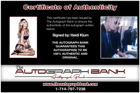 Heidi Klum proof of signing certificate