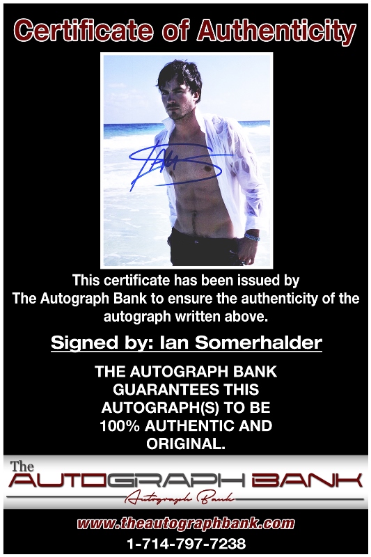 Ian Somerhalder proof of signing certificate