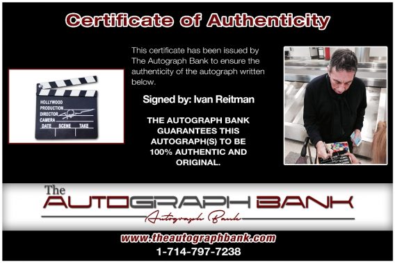 Ivan Reitman proof of signing certificate