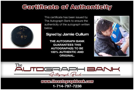 Jamie Cullum proof of signing certificate
