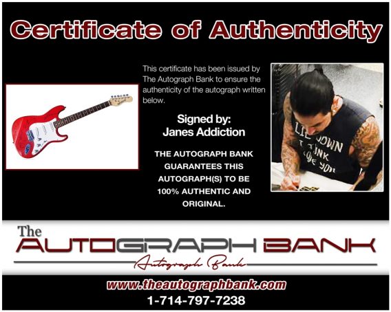 Jane's Addiction proof of signing certificate