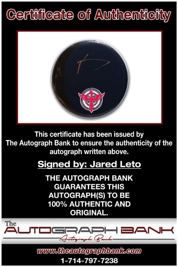 Jared Leto proof of signing certificate