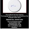 Jared Leto proof of signing certificate