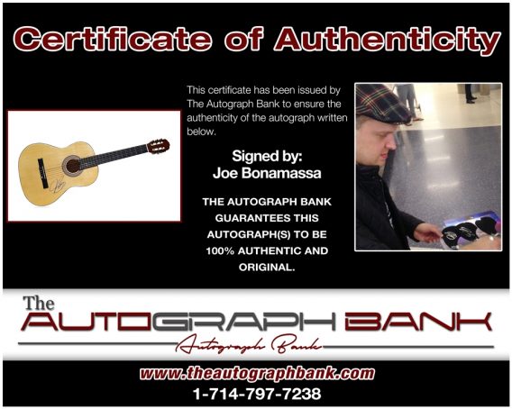 Joe Bonamassa proof of signing certificate