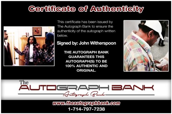Comedian John Witherspoon proof of signing certificate