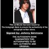 Johnny Simmons proof of signing certificate