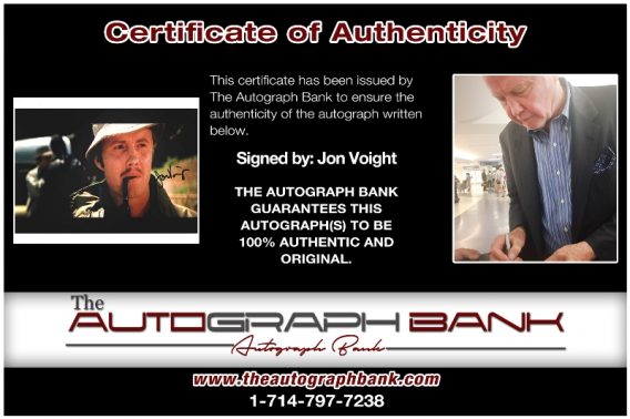 Jon Voight proof of signing certificate
