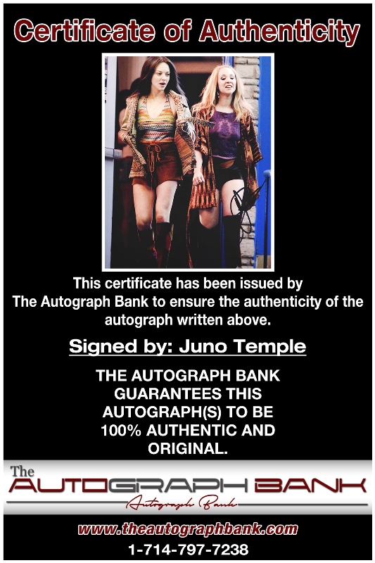 Juno Temple proof of signing certificate