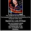 Lady Of Rage proof of signing certificate