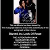 Lady Of Rage proof of signing certificate