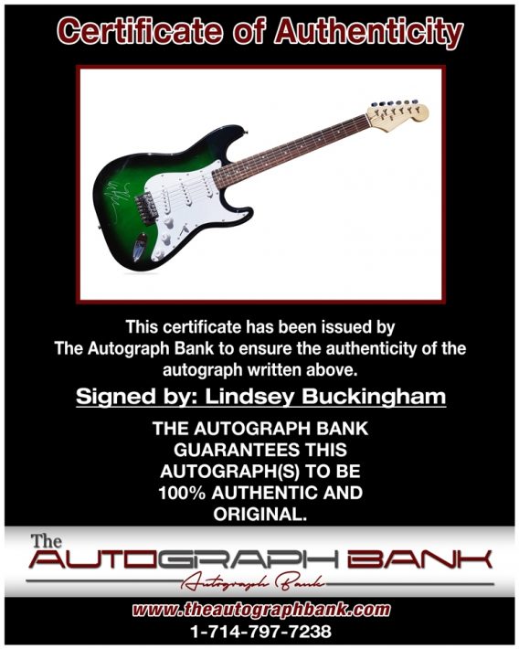 Lindsey Buckingham proof of signing certificate