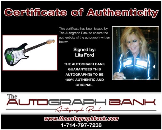 Lita Ford proof of signing certificate