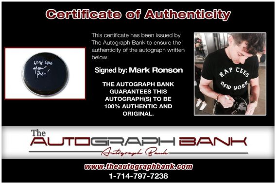 Mark Ronson proof of signing certificate