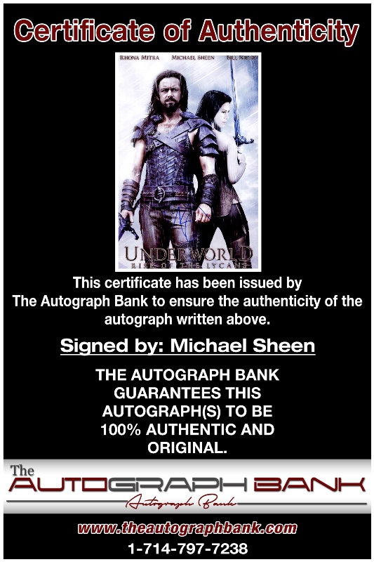 Michael Sheen proof of signing certificate