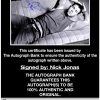 Nick Jonas proof of signing certificate