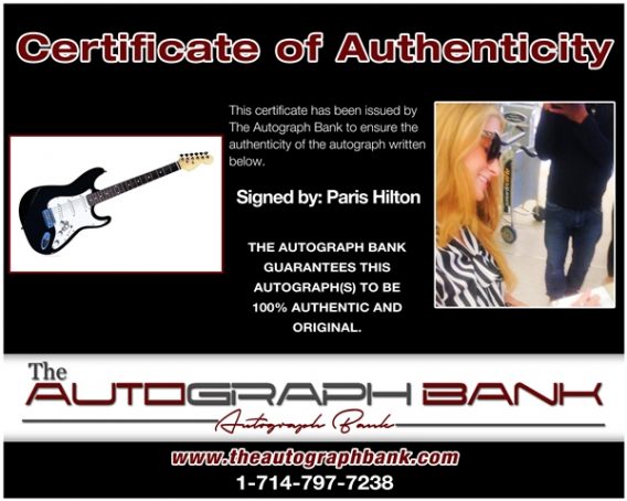 Paris Hilton proof of signing certificate
