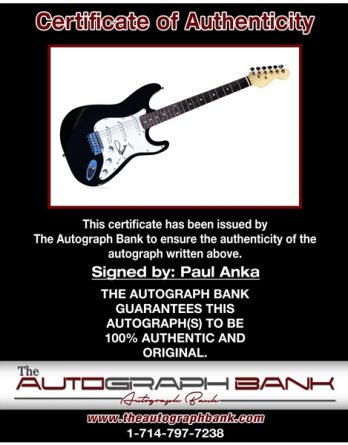 Paul Anka proof of signing certificate