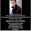 Paul Wesley proof of signing certificate