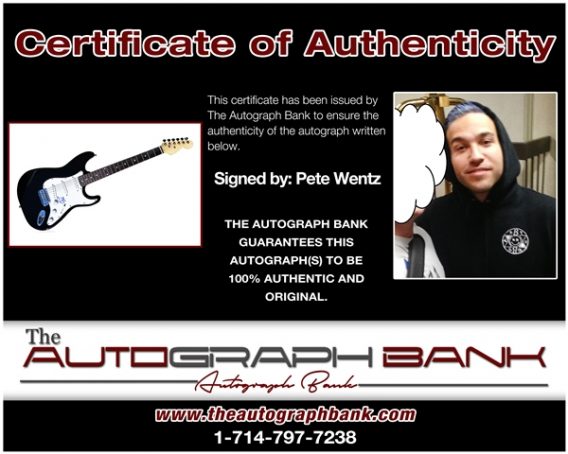 Pete Wentz proof of signing certificate
