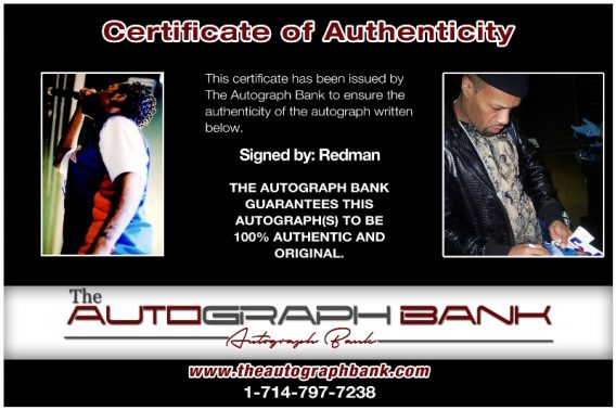 Redman of Def Squad proof of signing certificate