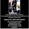 Rick Springfield proof of signing certificate