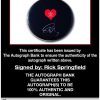 Rick Springfield proof of signing certificate
