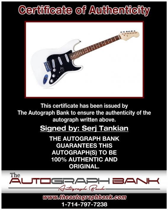 Serj Tankian proof of signing certificate