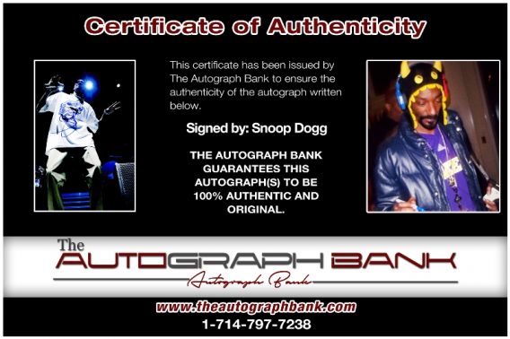 Snoop Dogg proof of signing certificate