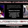 Tony Kanal of No DOubt proof of signing certificate