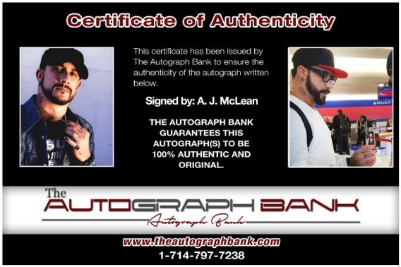 AJ McLean proof of signing certificate