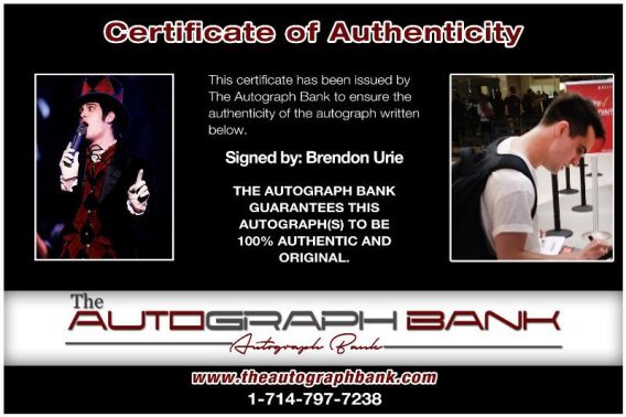 Brendon Urie proof of signing certificate