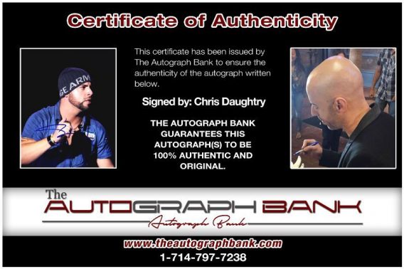 Chris Daughtry proof of signing certificate