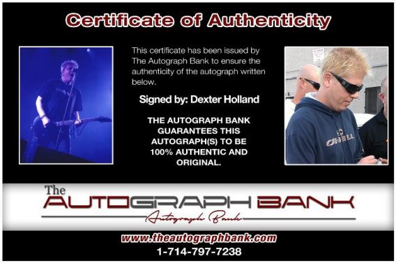Dexter Holland proof of signing certificate