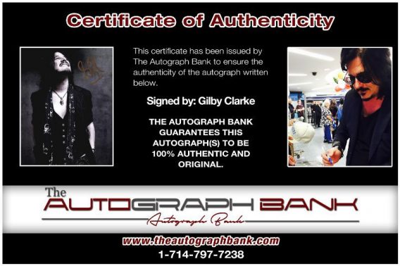 Gilby Clarke proof of signing certificate