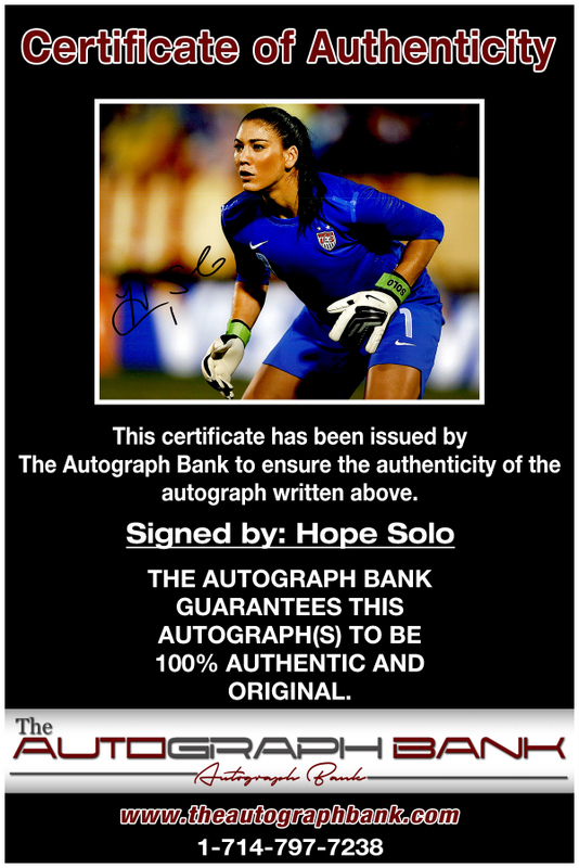 Hope Solo proof of signing certificate