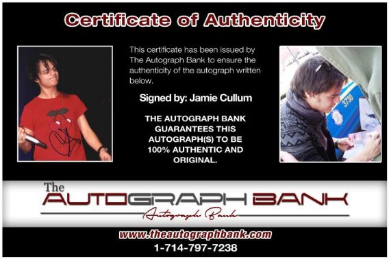 Jamie Cullum proof of signing certificate