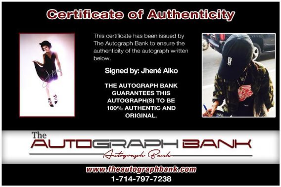 Jhene Aiko proof of signing certificate