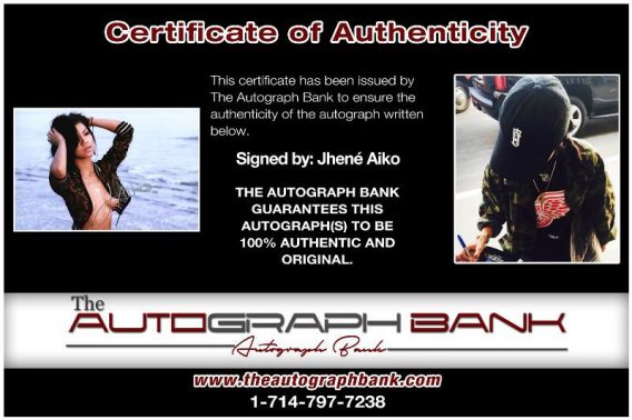 Jhene Aiko proof of signing certificate