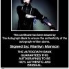 Marilyn Manson proof of signing certificate