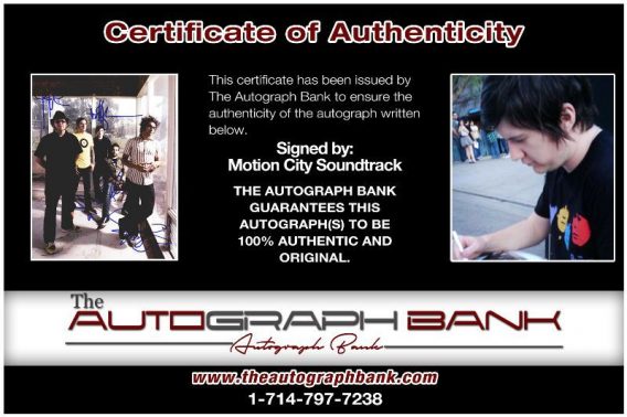 Motion City Soundtrack proof of signing certificate