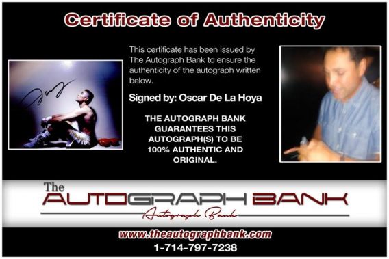 Oscar De La Hoya proof of signing certificate