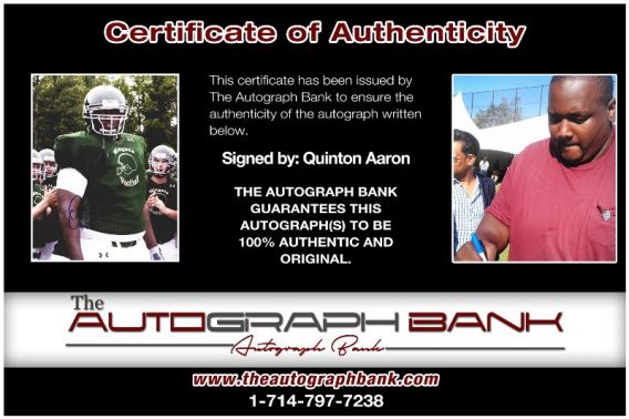 Quinton Aaron proof of signing certificate