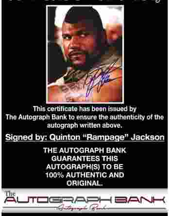Quinton Rampage authentic signed 8x10 picture