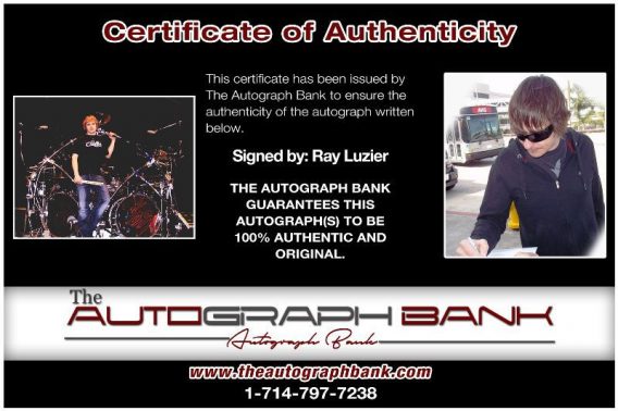 Ray Luzier proof of signing certificate