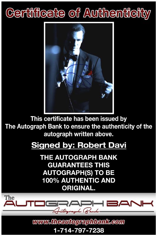 Robert Davi proof of signing certificate