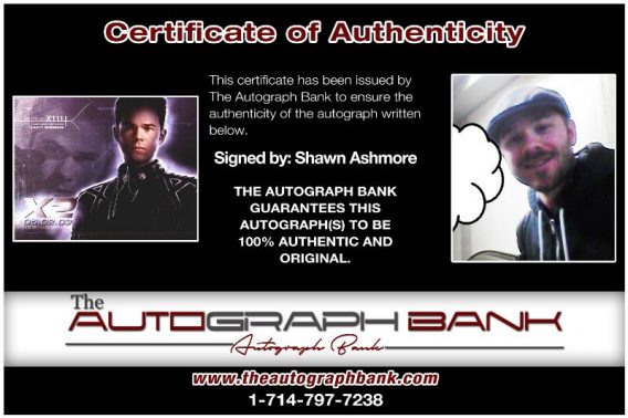 Shawn Ashmore proof of signing certificate