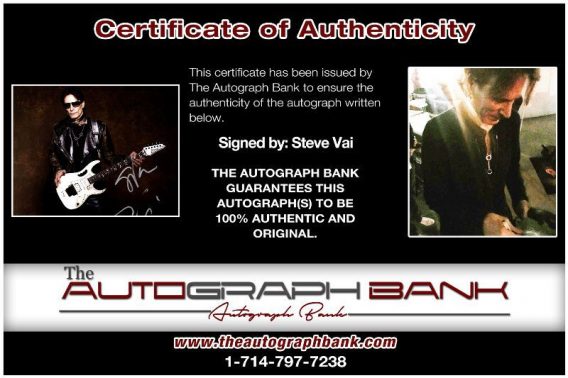 Steve Vai proof of signing certificate