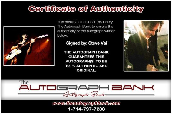 Steve Vai proof of signing certificate