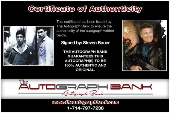 Steven Bauer from Scarface proof of signing certificate