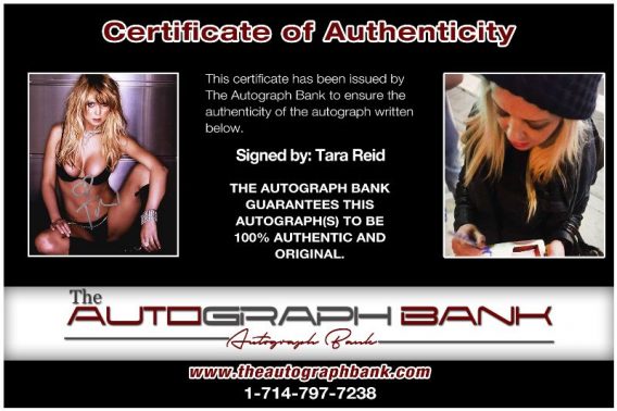Tara Reid proof of signing certificate